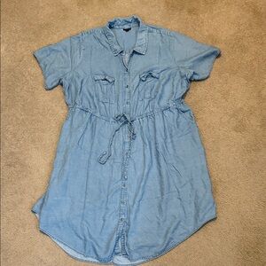Torrid Light Blue Denim Chambray  Shirt Tail Dress Drawstring Waist Size 3x/22